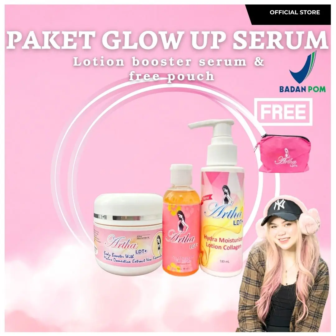 SPECIAL NICKY- PAKET GLOW UP SERUM ( body lotion + body booster + body serum) FREE POUCH
