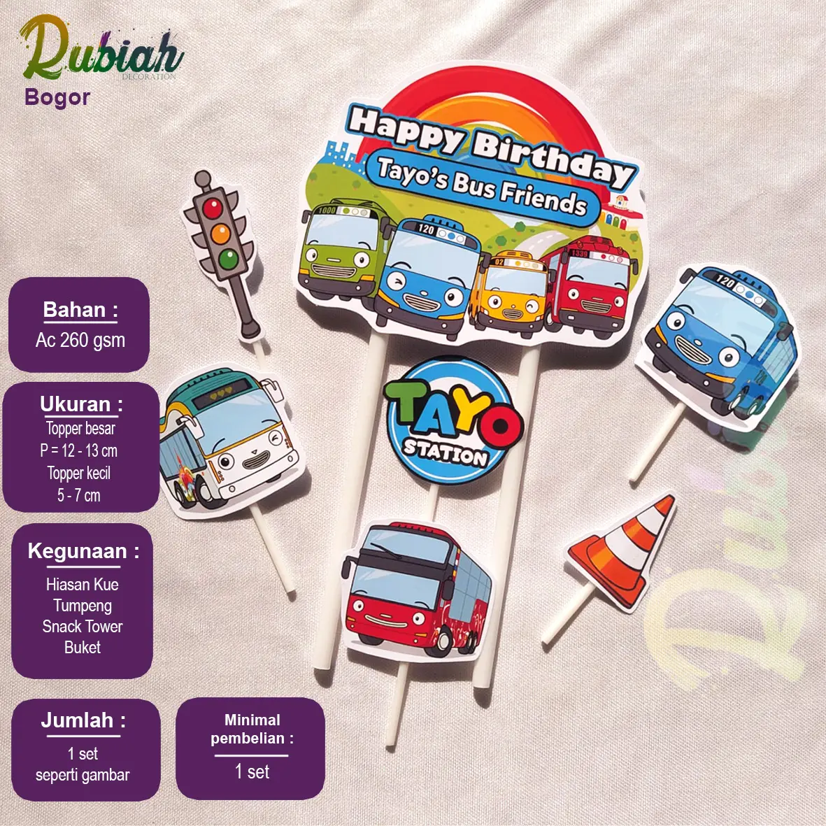 Custom Nama Foto Topper cake Tayo Bus Friends  Hiasan Kue Ulang Tahun Snack Tower Buket Tumpeng
