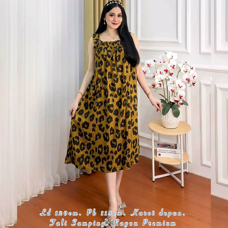 Daster Yukensi Leopard Ld 120cm Karet Dada Busui friendly kekinian 0