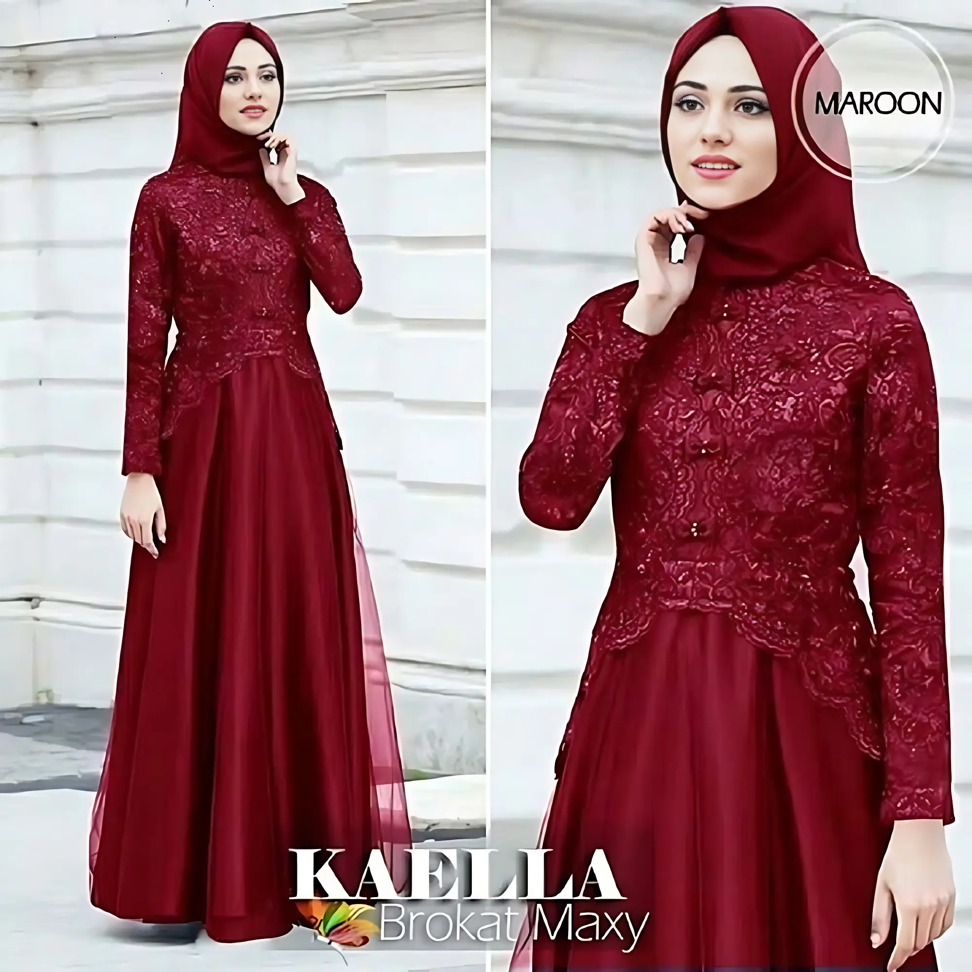 Gamis Maxy Brukat Kaella Kondangan Terbaru 2025 Dress Muslim Syari Wanita Bahan Crinkle Airflow Longdress Brukat Pesta Mewah Elegan Dress Simple Remaja Dewasa Kekinian Bisa COD