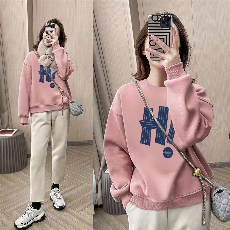Product Introduction of Áo Cho Nữ, Áo Nỉ Cotton Nguyên Chất Mới Cho Mùa Thu Và Mùa Đông, Nhung Cáo Bạc Dày Dặn, Cổ Tròn Dáng Rộng In Họa Tiết Cao Cấp, Áo Giảm Béo Cho Nữ 19