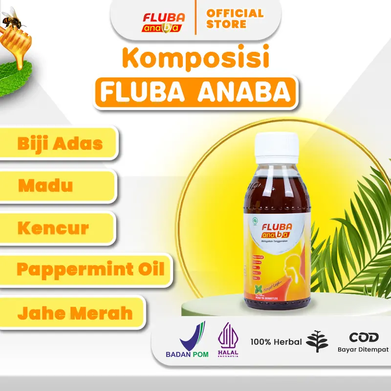 Fluba Anaba Madu Herbal Melegakan Tenggorokan 5 Botol Free Goodie Bag - 130ml Honey Syrup 2