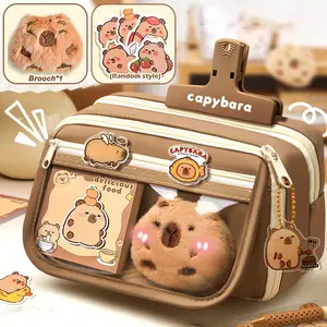 Kotak Pensil Kapasitas Besar Capybara Tas Pena Flip Cover Sederhana Kotak Alat Tulis Hadiah Perlengkapan Sekolah Alat Tulis Kantor-X