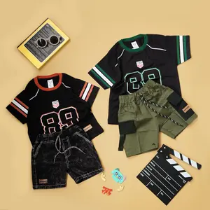 BRAVEKIDS CLOTH -LITLECOOL Kaos Baseball Cotton Combet 24S Sablon platisol Kargo Celana Pendek Anak