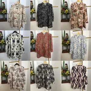 Asaya Atasan Kemeja Lengan Panjang Elegan Longgar Kasual Cetak ZHSZCS098