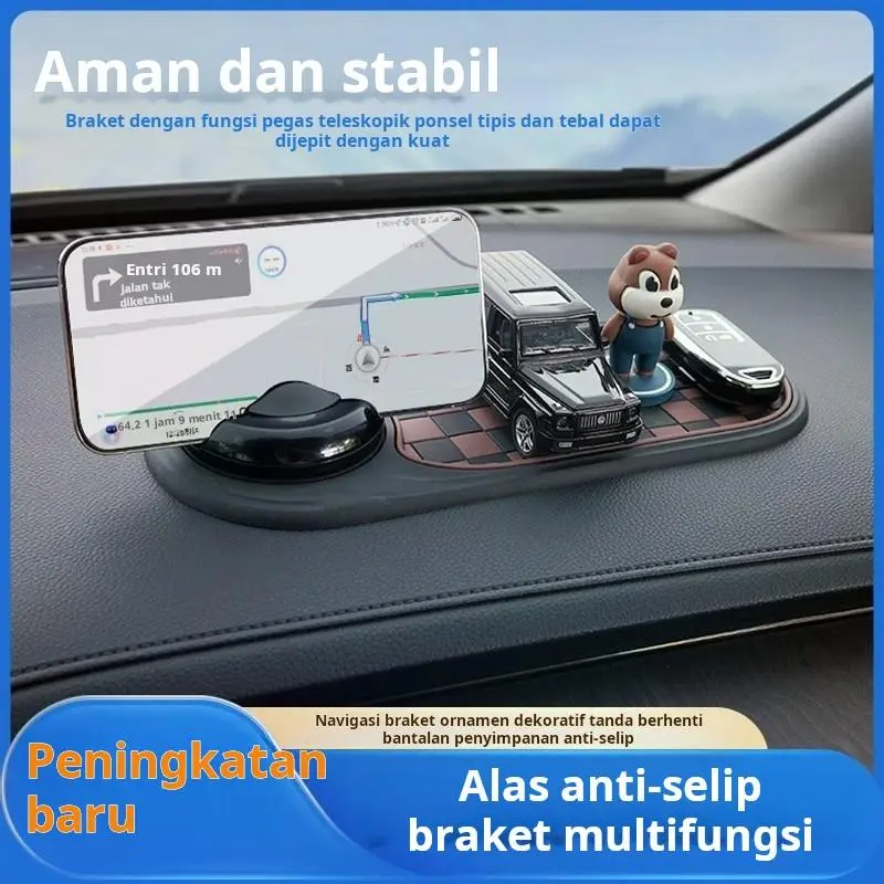 Bantalan anti-slip multifungsi untuk mobil, penyangga ponsel, penyangga navigasi, dan papan nomor parkir, bantalan penyimpanan kreatif untuk dashboard mobil dengan fungsi pengingat parkir, universal di atas dasbor untuk papan nomor parkir