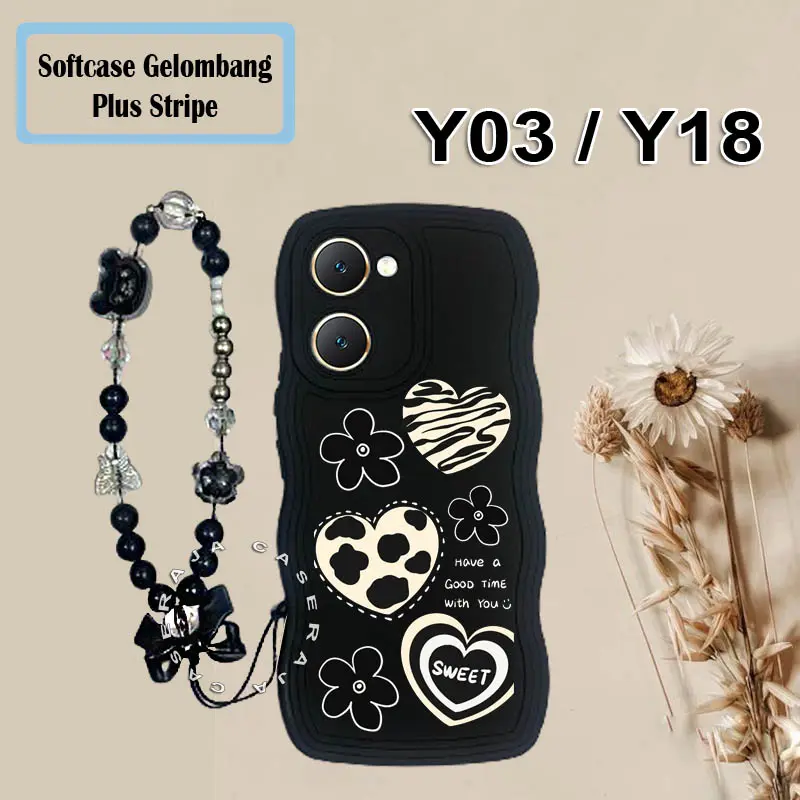 Case Gelombang + Stripe viv* Y03T Y03 / Y18 -pelindung handphone viv* Y03 / Y18-[GM05] 0