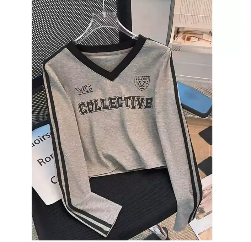 COLLECTIVE KAOS SLIMFIT WANITA KERAH V ATASAN CROP TOP NTR 2