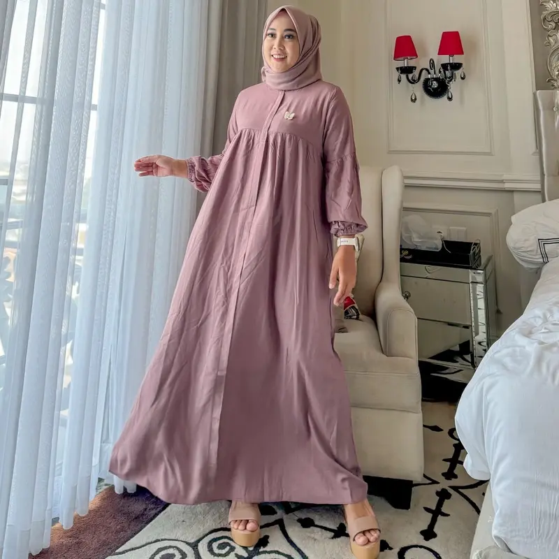 Growhijabs Butik - Gamis Rayon Sutra Cantik CORLA DRESS Wanita Muslim Kain Lembut Nyaman Panjang Busui Friendly 1