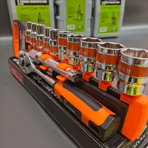 Set Kunci Sok Sanjose 12Pcs 8-24mm Drive Socket 1/2Inch dengan Pegangan Rachet Handle Empuk dan Nyaman