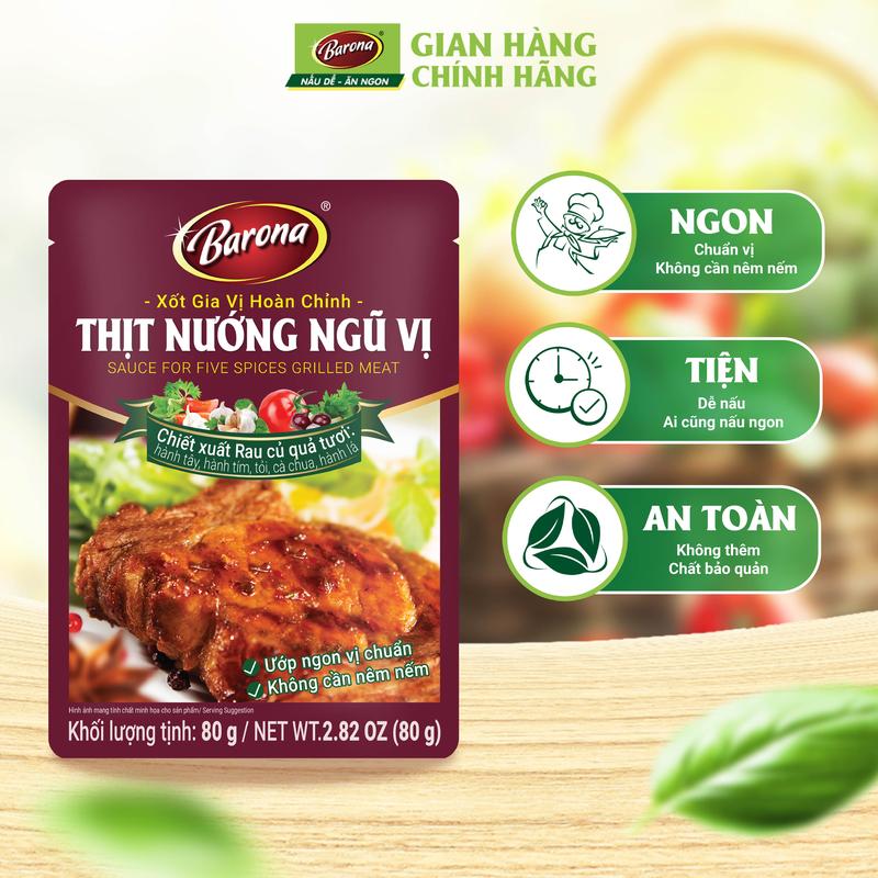 Gia Vị Bò kho/ Xốt Vang Barona 80g ướp ngon chuẩn vị không cần nêm nếm