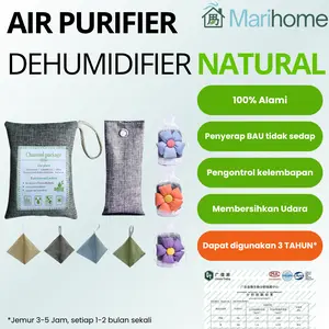 MARIHOME Natural Air Purifier Kantong Arang Bambu Aktif Penghilang Bau Penyerap Lembab Untuk Mobil Lemari Sepatu Kulkas Ruangan Ramah Lingkungan Reusable Bamboo Charcoal Air Purifying Bag