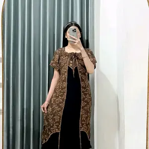 DRESS FUJI ANGGUN Rayon Premium Tebal Busui Resleting Bumil Wanita Motif Kekinian