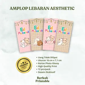 [Bisa CUSTOM tulisan] Amplop lebaran Lucu uang THR anak desain karakter terbaru 2026 12 pcs-20 pcs Ukuran besar High Quality Print || Berkah Printable