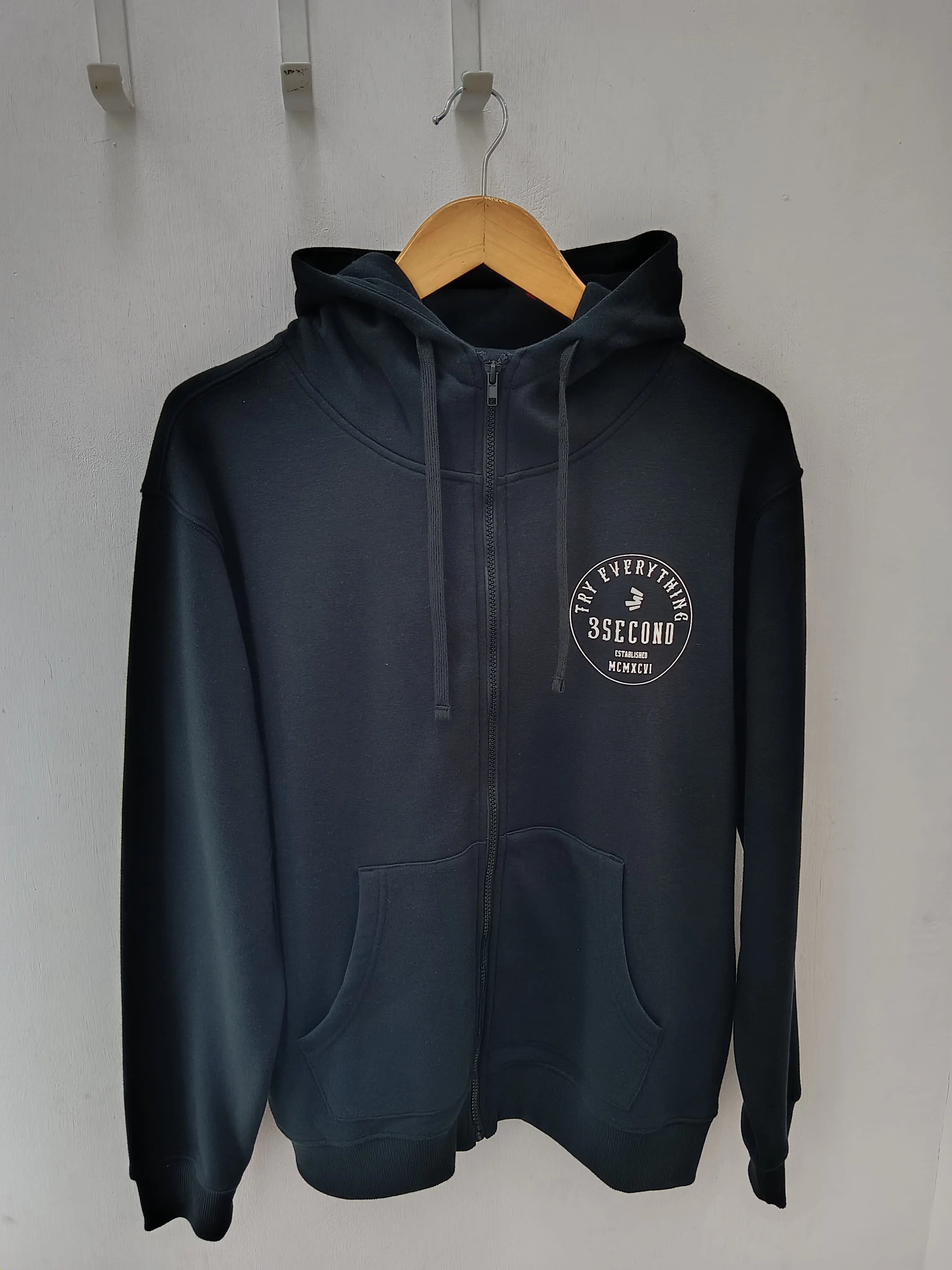 3Second Men's Jacket Zipper Hoodie Sweatshirt Regular Fit Fleece Vines S03102415