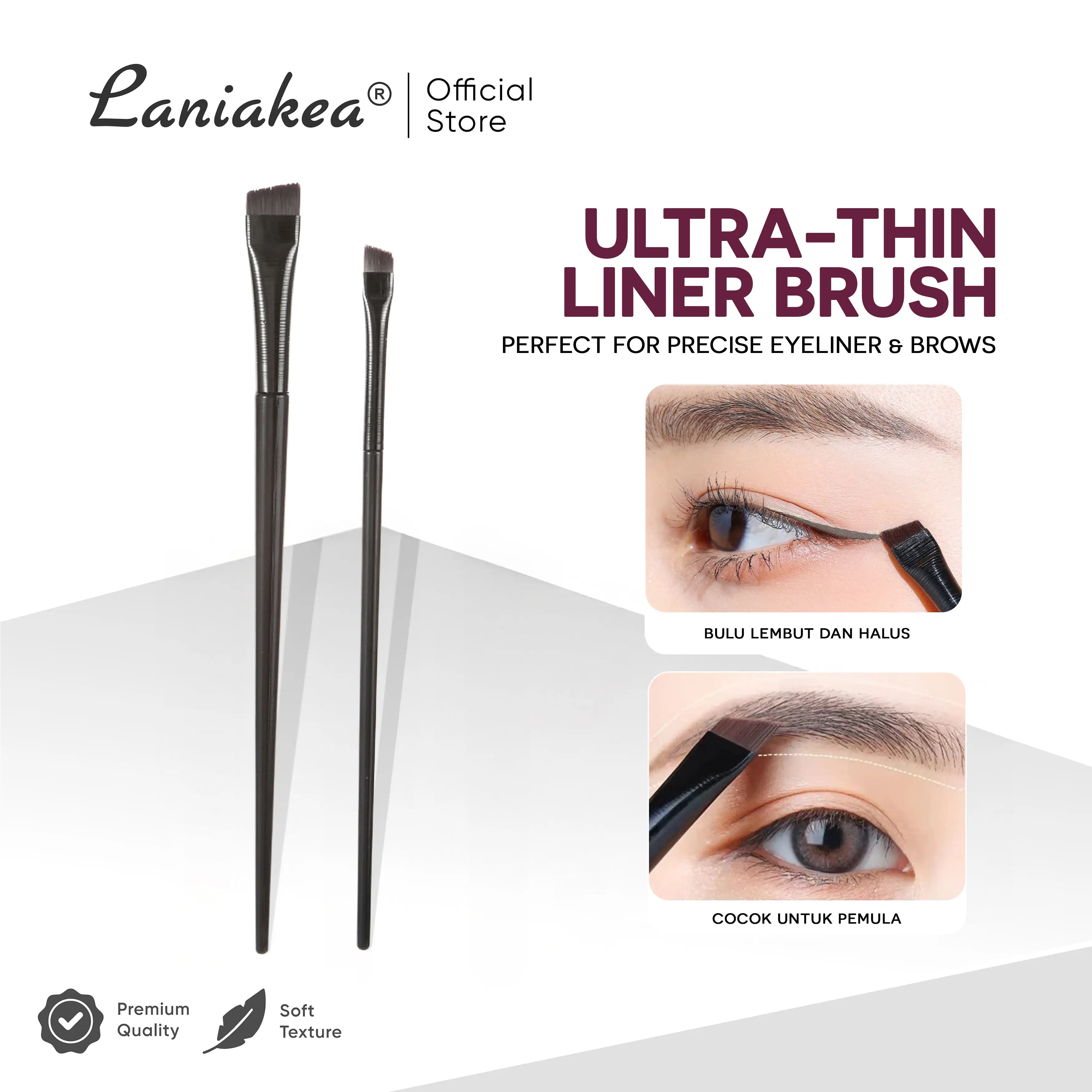LANIAKEA Kuas Alis Eyebrow Gel & Eyeliner Brush Makeup Professional Ultra Thin Knife Edge Super Fine