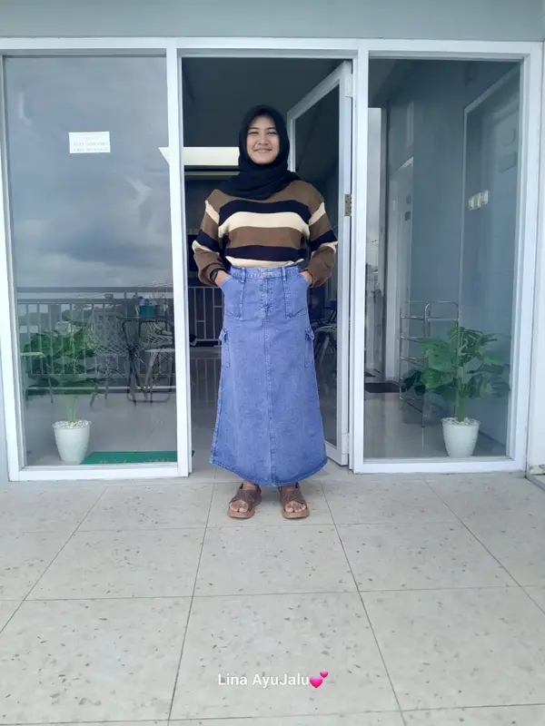 rok kargo wanita jeans dewasa paket hemat Kancing Karet 2