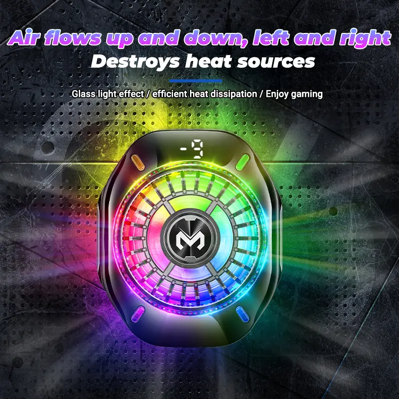 MODOFO Kipas Pendingin Game Semikonduktor Dual Mode Layar Digital Pembekuan Cepat Pendingin Tahan Lama Magnet HP Hisap Kuat 3 Level Efek 3 Warna Lampu Game cooler Gamepad 8