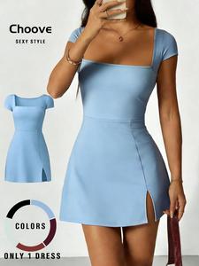 Vestido de moda para mujer con abertura en el muslo, vestido corto y elegante para salidas casuales, estilo moderno para el verano