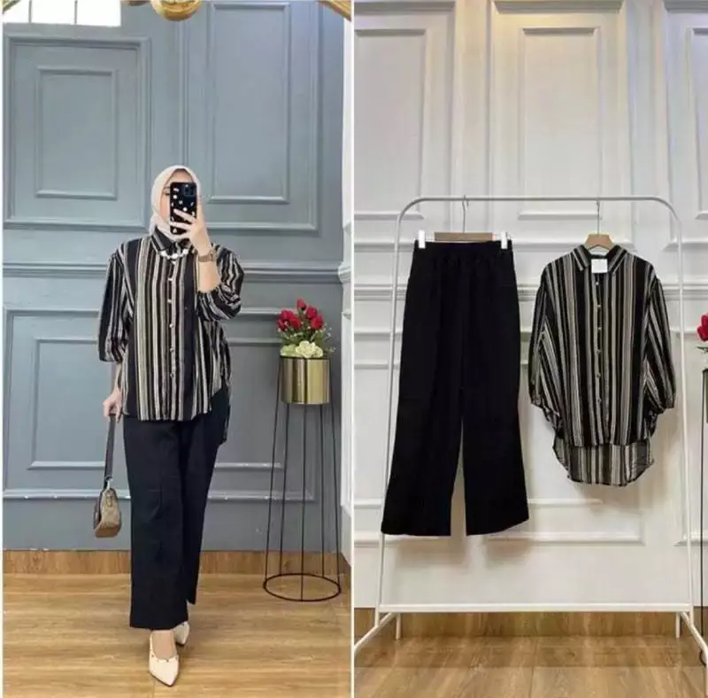 SETELAN WANITA MOTIF SALUR MALIKA // ONE SET WANITA TERBARU // SET PENJAMAS KEKINIAN TERMURAH 2