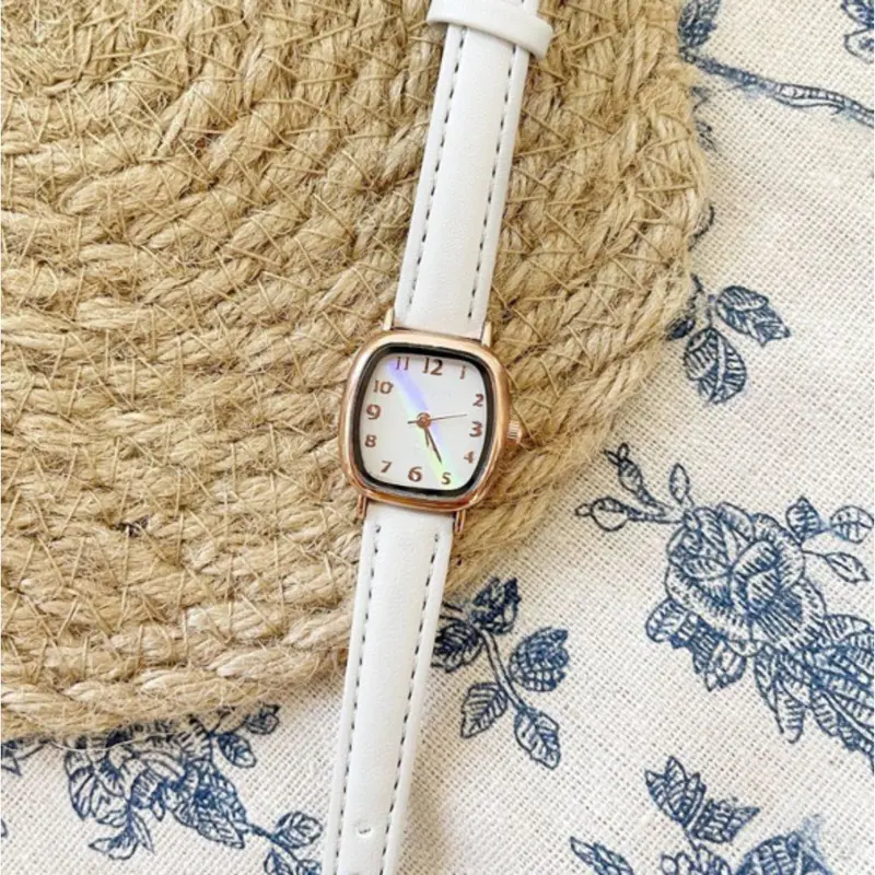 ANKL008 Jam Tangan Quartz Strap PU Analog Casual Gaya Retro Wanita Bulat Watch Korean Fashion 3