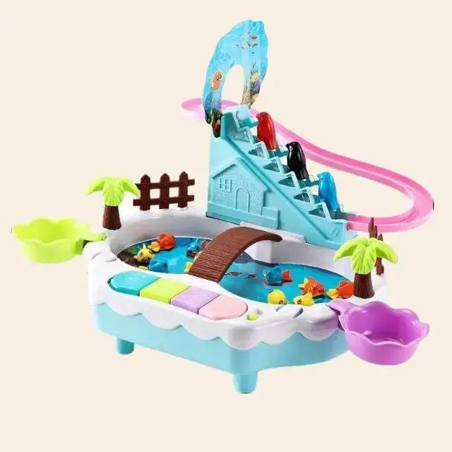 Mainan anak 2 in 1 pancingan Ikan Magnet Kombi Track Racers Penguin 3