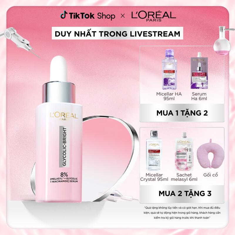 SERUM DƯỠNG SÁNG, MỜ THÂM MỤN & NÁM L’OREAL PARIS GLYCOLIC BRIGHT 8% [MELASYL+GLYCOLIC+NIACINAMIDE] 30ML