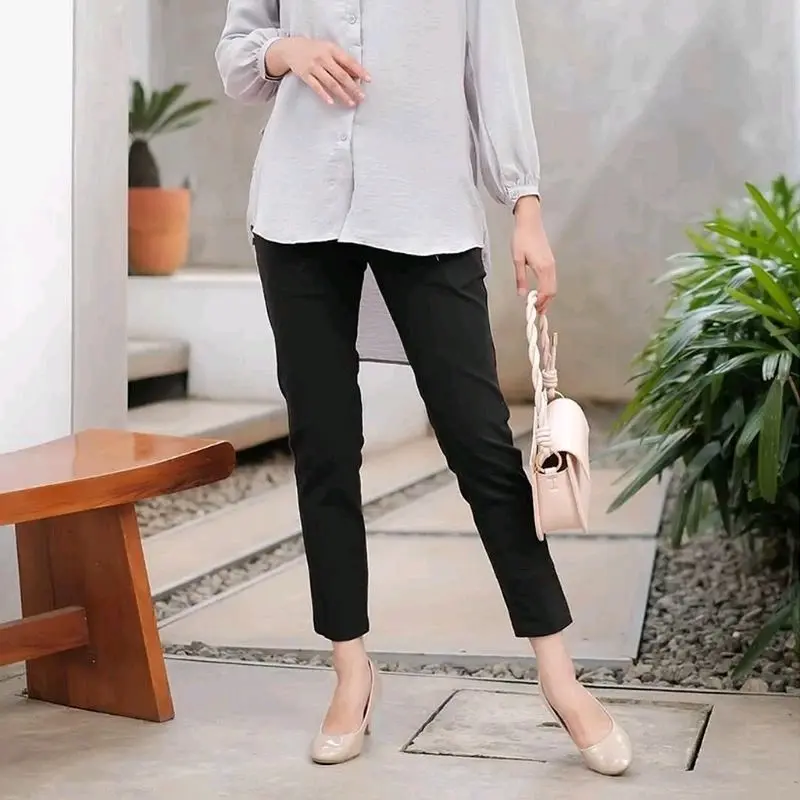 CELANA CUTBRAY WANITA BASIC PANTS Kain KATUN COMBET TWILL PREMIUM  BEST SELLER CELANA BerKaret/ Melar /Panjang Nyaman Standar Stretch Kerja Kulot 4