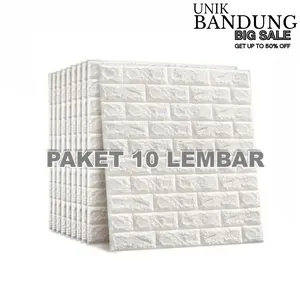 UnikBandung PAKET 10 LEMBAR Wallpaper Brickfoam Bata 3D Foam 70 x 38cm Timbul Brickfoam wallpaper stiker dinding foam Bata