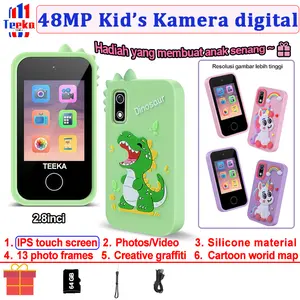 TEEKA [M05]  Layar sentuh anak-anak Mainan Kamera Sentuh Mainan Pembelajaran Pemutar MP3 Mainan Pembelajaran dengan Kamera Ganda Hadiah Ulang Tahun untuk Anak Laki-laki dan Perempuan Usia 3-12 Tahun