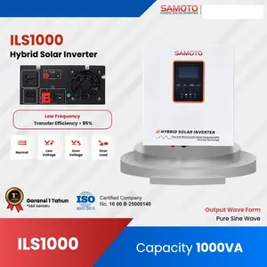 Hybrid Solar Inverter Samoto Pure Sine Wave Low Frequency 1000W MPPT Sistem Battery 12V 1000VA Solar Panel Charger Controller ILS1000