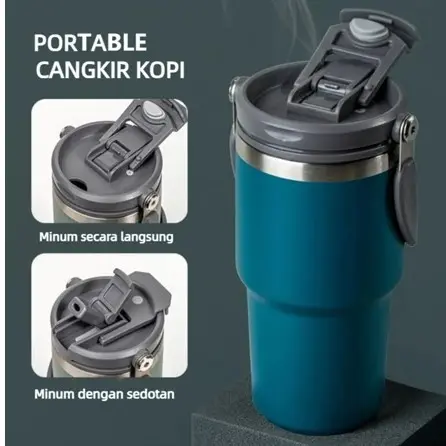 MC11-Tumbler Handle 2in1 / Botol Minum Portable Teh Kopi Stainless Steel Vacuum Insulated Mug 890ml & 900ml Termos 3