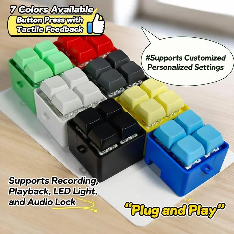 Bàn Phím Cơ Mini 4 phím 7 màu ánh sáng phản ứng xúc giác lập trình cài đặt tùy chỉnh cho máy tính xách tay làm việc