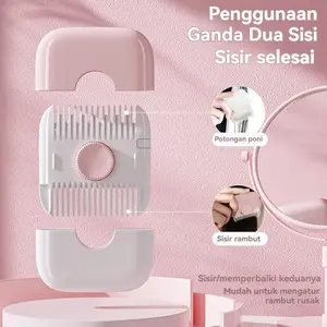 Alat cukur rambut anak 2-in-1 | Sisir potong rambut senyap + gunting pengaman untuk bayi | Desain anti-cubitan | Multifungsi (merah muda dan biru)