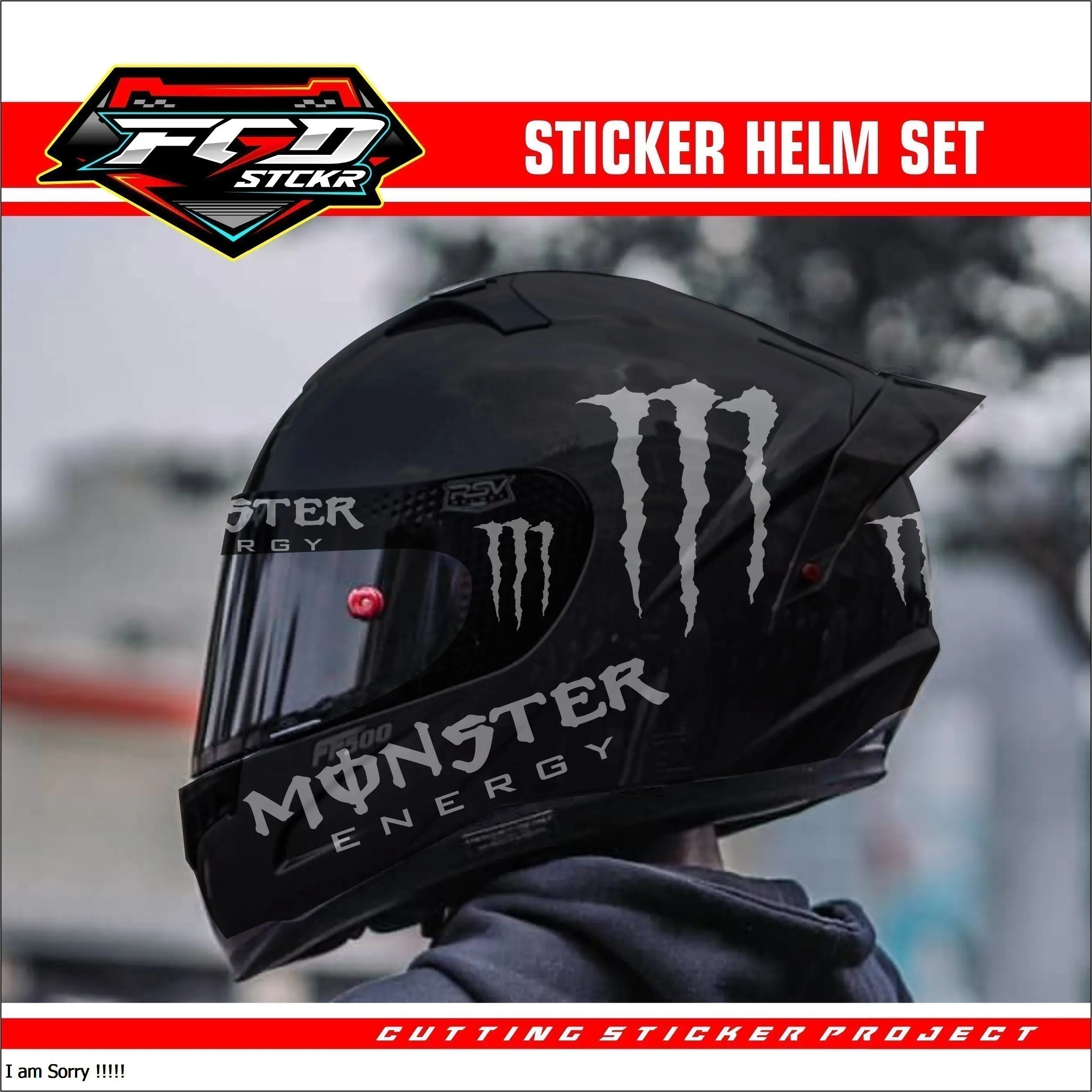 STIKER HELM - CUTTING STIKER MNSTR SET UNTUK HELM (PREMIUM+TERMURAH)