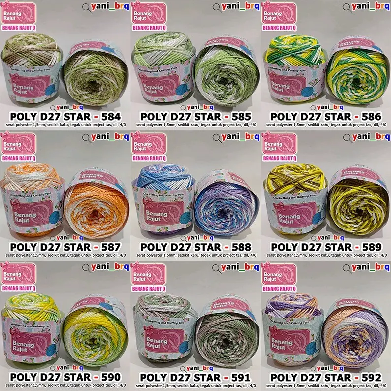 BENANG RAJUT POLY SEMBUR /POLY GRADASI _MEDIUM PLY D27_HAKPEN 4/0_100GR/GULUNG 4