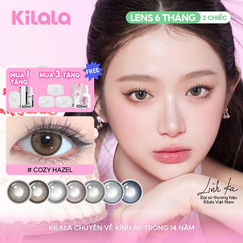 Kính áp tròng Kilala lens 6 tháng màu xám xanh đen DIA14.5mm độ cận 0-7 lens mềm mại, độ ẩm 38%, dễ đeo cho đôi mắt thoải mái hơn Nữ Women
