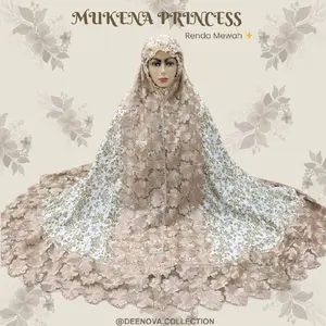 DEENOVA Mukena Princess Dewasa Katun Foil Premium Renda Full Tileu Mercoon Renda Mewah Cantik Muslim adem