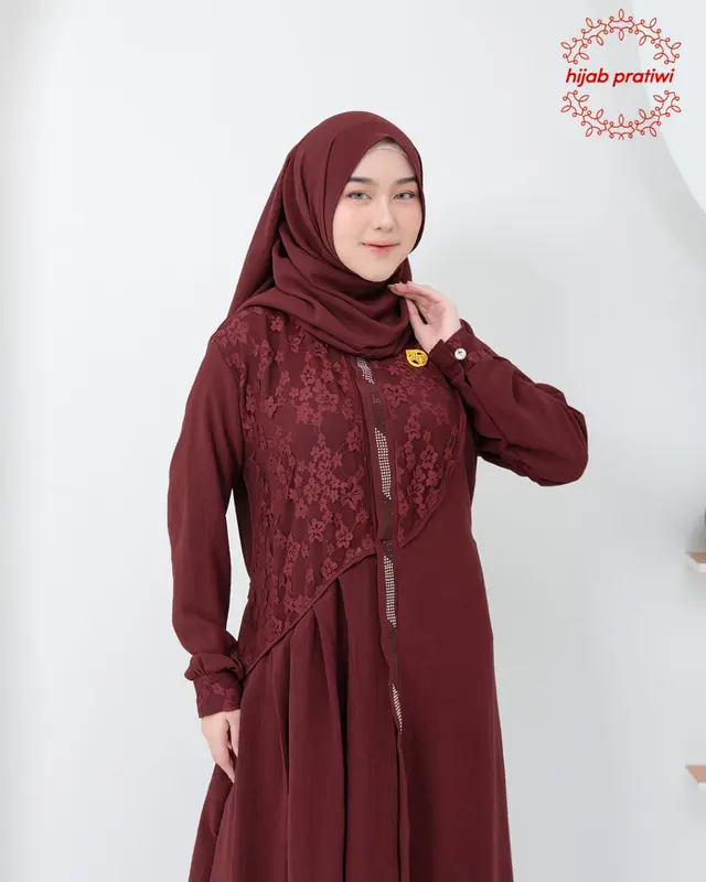 Syakila Dress Gamis Cringkel Mix Brukat Gamis Viral Kekinian Terbaru Gamis Muslim Elegant Gamis Kondangan Hits 2025 4