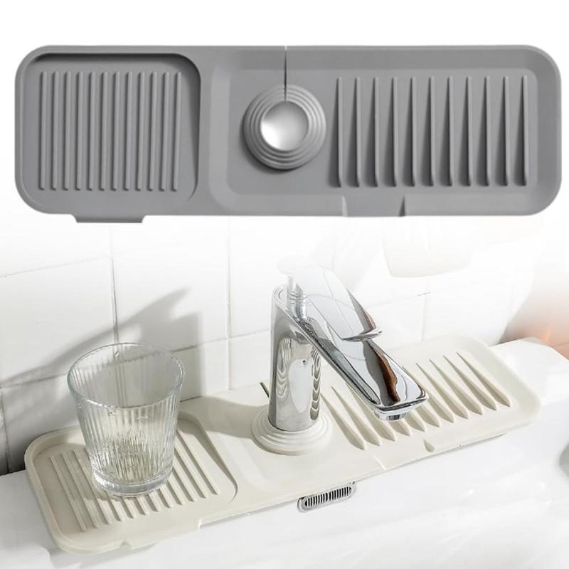 Product Introduction of 1PC Silicone Draining Mat for Kitchen Sink, Silicone Sink Faucet Mat Splash Guard Kitchen Splash Guard for Sink, Faucet Absorbent Sink Protectors Mat Kitchen Faucet Mat 2