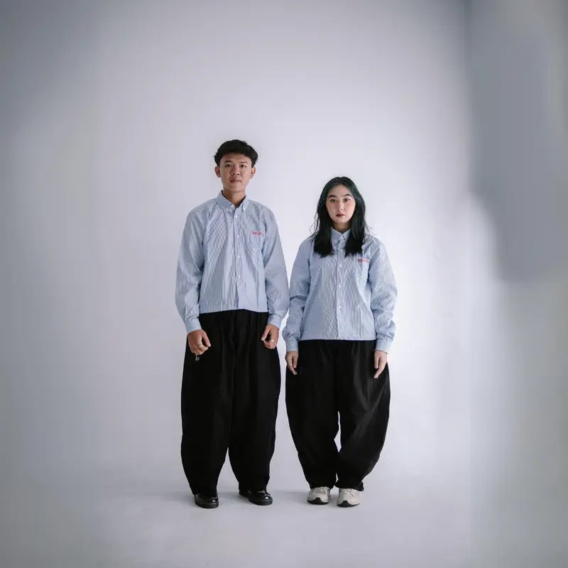Longshirt Boxy - Geld Importaint | Kemeja stripe boxy lengan panjang Pria / Wanita Unisex Salur Garis Nyaman Casual Katun 0