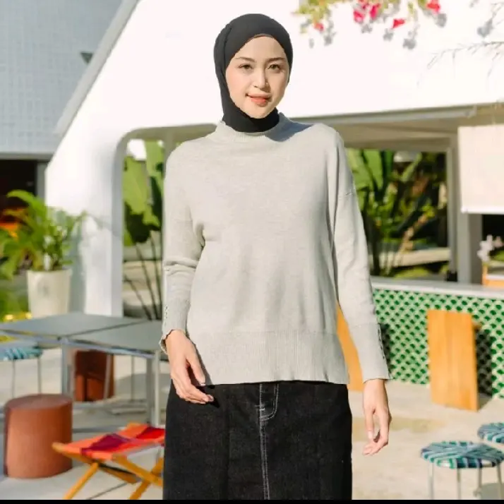 atasan baju blus rajut kancing tangan Sweater   Oversize Wanita Outer Panjang 2