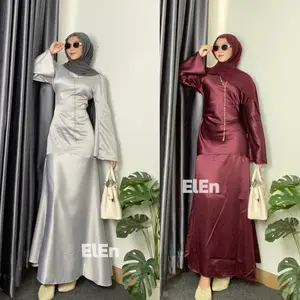 Viola Dres Abaya Satin Silk Premium Wanita M L XL XXL Kondangan Muslim Body Fit Bridesmaid Pesta Wisuda Gamis ELEn Lebaran Gaun