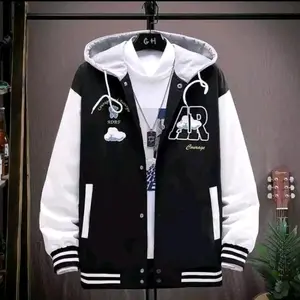 JAKET BASEBALL HOODIE OVERSIZE - AR CLOUD JAKET VARSITY OVERSIZE PRIA Fit Fleece Tebal Sweater Bomber Lembut