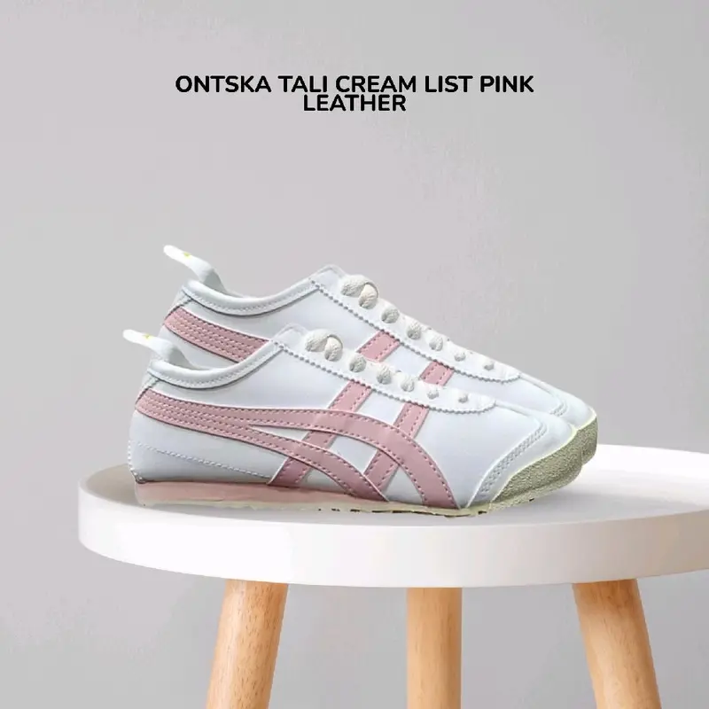 Sepatu ONSU Tali Cream List Pink Bahan Leather 0