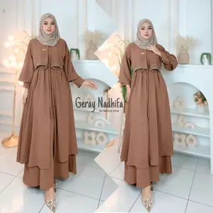 Gamis Falihah cringkle airflow mix swaroski by dereza style  Muslim Wanita terbaru kekinian