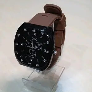 Jam tangan couple kekinian untuk pria dan wanita analog tali silikon rubber Luxury Red jam tangan persegi panjang