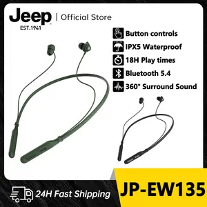 Jeep EW135 Neckband Wireless Earphone Bluetooth 5.4 IPX5 Waterproof Sport Headset Dengan Mikrofon Handsfree Headphone