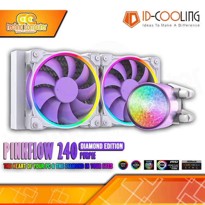 Gambar ID-COOLING PINKFLOW 240 Diamond Purple ARGB - 240mm AIO Liquid Cooling dari Techno Computer Bali Kota Denpasar Tokopedia