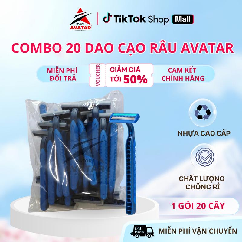   COMBO TIỆN LỢI  Combo 20 cây dao cạo râu cao cấp 2 lưỡi  20 cây túi  có dải bôi trơn cán cao su êm ái. Dùng cho spa khách sạn AVATAR VIỆT NAM 